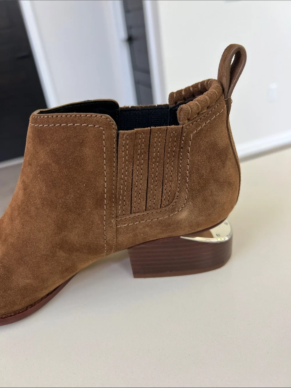 Alexander Wang kori brown suede ankle boots pointed toe booties cut out heels 37